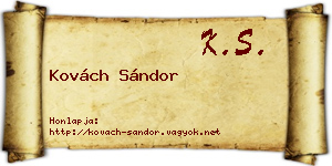 Kovách Sándor névjegykártya